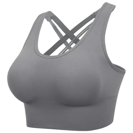 

BIZIZA Sports Bra Pack Racerback Strappy Bras Soft Sports High Impact Bralette for Women Gray XL