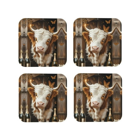 Leather Coasters with Heat-resistant for Drinks Rustic Cow Butterflies Champagne Cup Coasters Cup Pad Mat for Tabletop Protection Coffee Table Office Desk and Housewarming Gift
Leather Coasters with Heat-resistant for Drinks Rustic Cow Butterflies Champagne Cup Coasters Cup Pad Mat for Tabletop Protection Coffee Table Office Desk and Housewarming Gift