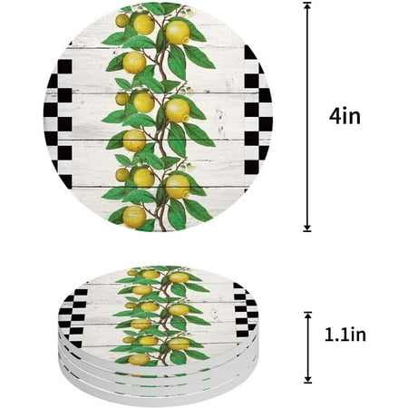 ZHANZZK Summer Fresh Fruits Lemon and Leaf Wood Grain Plaid Set of 6 Round Coaster for Drinks Absorbent Ceramic Stone Coasters Cup Mat with Cork Base for Home Kitchen Room Coffee Table Bar Decor
ZHANZZK Summer Fresh Fruits Lemon and Leaf Wood Grain Plaid Set of 6 Round Coaster for Drinks Absorbent Ceramic Stone Coasters Cup Mat with Cork Base for Home Kitchen Room Coffee Table Bar Decor