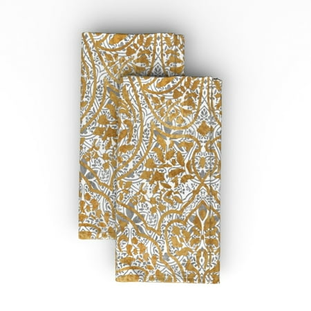 Linen Cotton Canvas Dinner Napkins (Set of 2) - White Gold Persian Ikat Holiday Silver Vintage Damask Festive Golden Print Cloth Dinner Napkins by Spoonflower
Linen Cotton Canvas Dinner Napkins (Set of 2) - White Gold Persian Ikat Holiday Silver Vintage Damask Festive Golden Print Cloth Dinner Napkins by Spoonflower