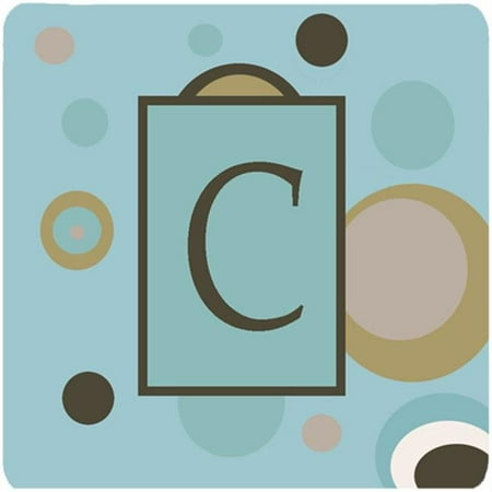 Monogram - Blue Dots Foam Coasters Initial Letter C Set - 4