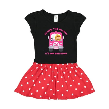 Inktastic Fire Truck Girl 2nd Birthday Gift Toddler Girl Dress