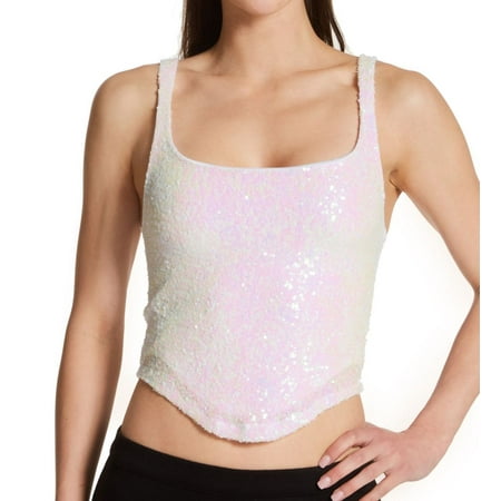 Women s Only Hearts 46183 Shine On Sequined Corset Tank (Pearl S)