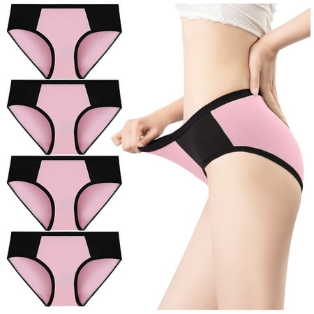 Women Seamless Briefs Patchwork Pink Xxxxxl Panties 4 Pack