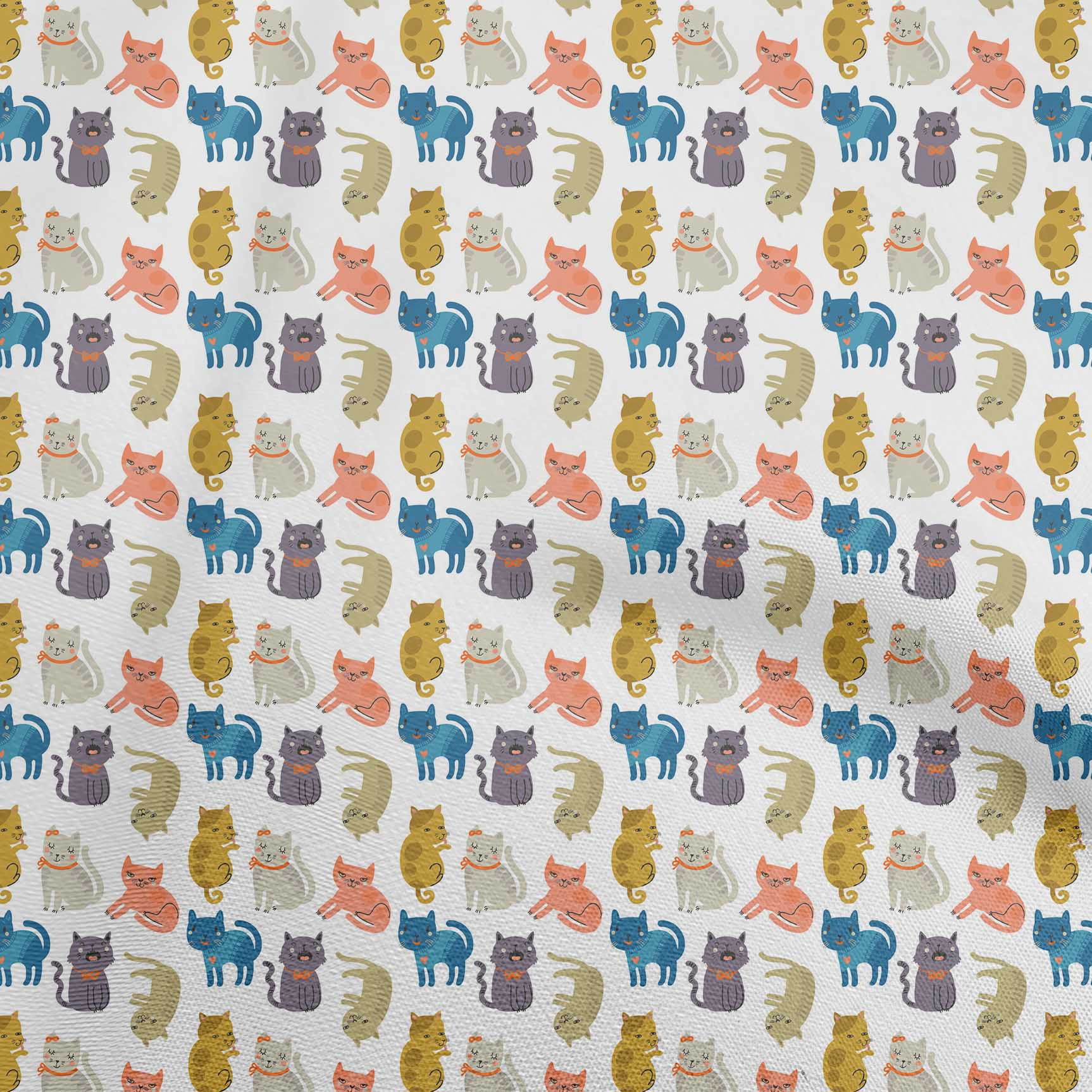 Oneoone Silk Tabby White Fabric Floral Puppies Fabric For Sewing