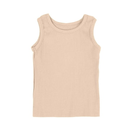 

Kids Girls Tops Solid Color Dance Racerback Crop Sleeveless Sports Ribbed Dance Ballet Gymnastics Dancewear Child All Season Soft Trendy Leisure Outwear Children s Day Gift