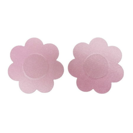 ALSLIAO Disposable Flower-Shaped Invisible Satin Anti-Glare Breathable Breast Stickers Pink