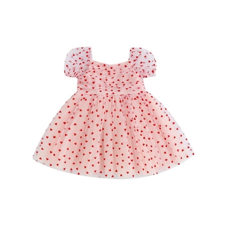 Qtinghua Toddler Baby Girl Valentine’s Day Dress Short Puff Sleeve Heart Print Tulle Dress Princess Party Dress Pink 12-18 Months
Qtinghua Toddler Baby Girl Valentine’s Day Dress Short Puff Sleeve Heart Print Tulle Dress Princess Party Dress Pink 12-18 Months