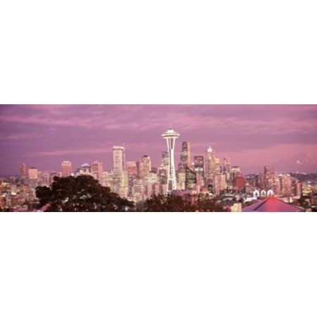 City viewed from Queen Anne Hill Space Needle Seattle King County Washington State USA 2010 Stretched Canvas - Panoramic Images (18 x 7)