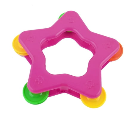 Toddlers Fuchsia Plastic Five-pointed Star Handheld Shaking Jingle Bell Toy