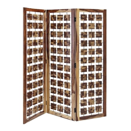 HomeRoots 342781 66 x 1.5 x 72 in. Brown Wood Somerset Screen