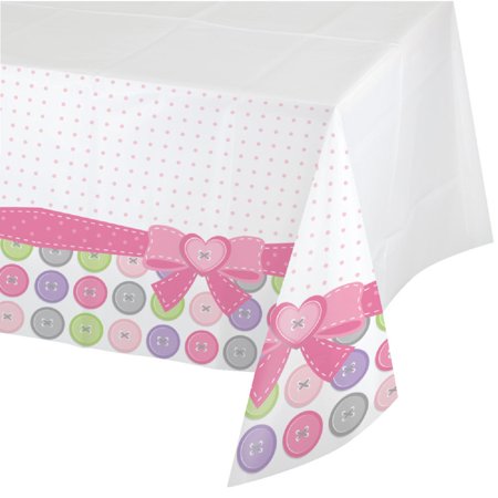 Pack of 6 Cute As A Button Girl Disposable Rectangle Plastic Banquet Party Table Covers 102