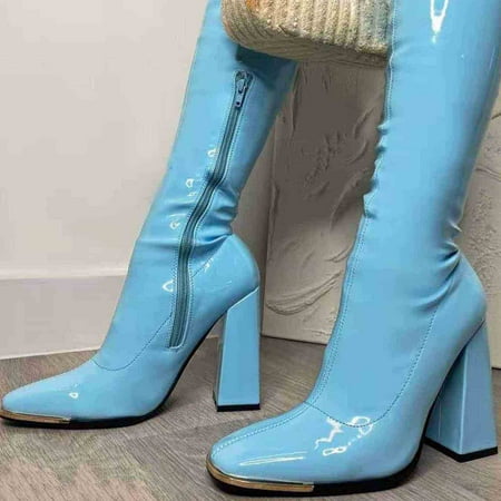 LYCAQL Womens Shoes Ladies Square Toe Solid Color Bright Leather Candy Color Square High Heel Retro Knee Boots for Women Wide Calf Wedge (Blue 8)
LYCAQL Womens Shoes Ladies Square Toe Solid Color Bright Leather Candy Color Square High Heel Retro Knee Boots for Women Wide Calf Wedge (Blue 8)
