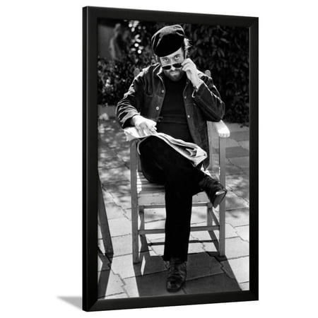 Lucio Dalla Looks Towards the Photographer Removing His Glasses Framed Print Wall Art