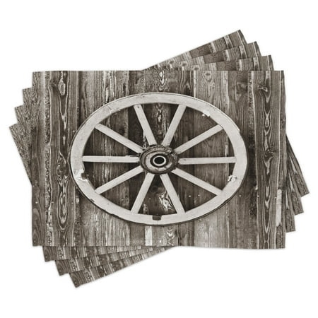 Barn Wood Wagon Wheel Placemats Set of 4 Retro Wheel on Timber Wall Barn House Village Cart Circle Washable Fabric Place Mats for Dining Room Kitchen Table Decor Dark Brown and White by Ambesonne
Barn Wood Wagon Wheel Placemats Set of 4 Retro Wheel on Timber Wall Barn House Village Cart Circle Washable Fabric Place Mats for Dining Room Kitchen Table Decor Dark Brown and White by Ambesonne