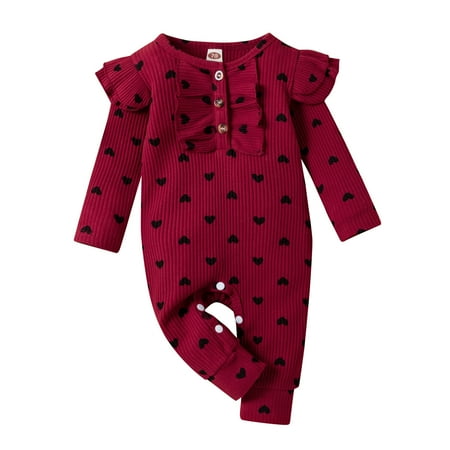 Baby Girls Boys Romper Ruffled Long Sleeve Heart Print Ribbed Jumpsuit Outfits Clothes
Baby Girls Boys Romper Ruffled Long Sleeve Heart Print Ribbed Jumpsuit Outfits Clothes