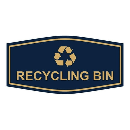 Fancy Recycling bin Sign (Navy Blue/Gold) - Small