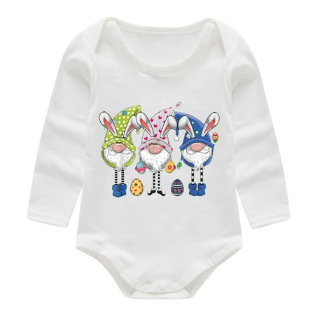 Infant Baby Boys and Girls Long Sleeved Romper Easter Bunny Romper Jumpsuit One-piece Suit