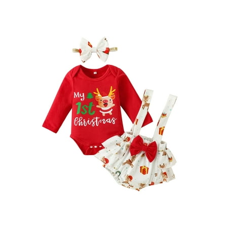 My 1st Christmas Baby Girls Newborn Infant Christmas Outfit Elk Letter Print Long Sleeves Romper and Suspender Shorts Skirt Headband Fall Winter Clothes
My 1st Christmas Baby Girls Newborn Infant Christmas Outfit Elk Letter Print Long Sleeves Romper and Suspender Shorts Skirt Headband Fall Winter Clothes
