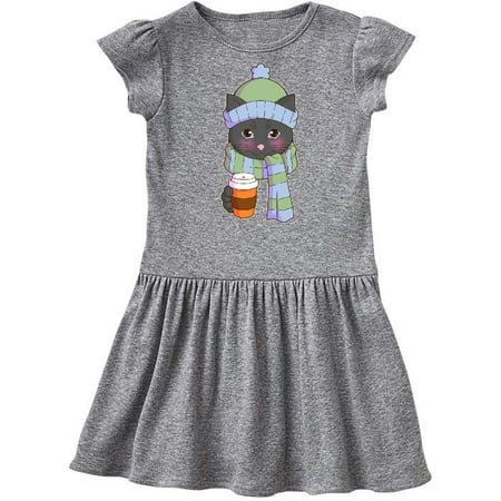 Inktastic Cute Black Cat in Scarf and Hat Gift Toddler Girl Dress