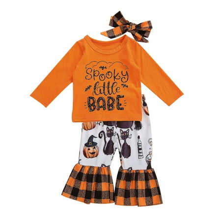 Xingqing 3 Pieces Baby Outfits Set Letter Print Long Sleeve T-Shirt Plaid Flared Trousers Headband Orange
Xingqing 3 Pieces Baby Outfits Set Letter Print Long Sleeve T-Shirt Plaid Flared Trousers Headband Orange
