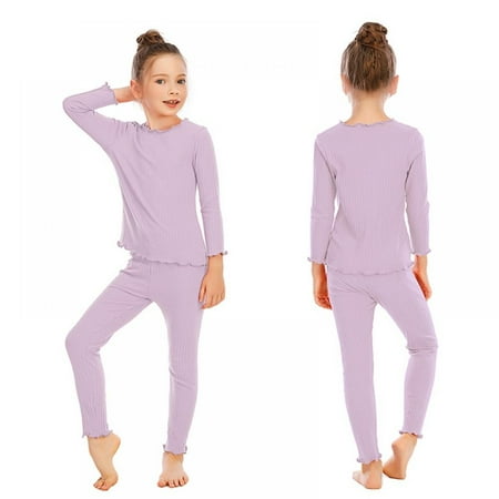 BULLPIANO Girls Solid Color Underwear Set Kids Ruffles Long Sleeve Base Layer Top Home Pajamas Set Solid Color
BULLPIANO Girls Solid Color Underwear Set Kids Ruffles Long Sleeve Base Layer Top Home Pajamas Set Solid Color