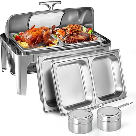 9 QT Visible Roll Top Chafing Dish Buffet Set Stainless Steel Buffet Servers and Warmers for Party
9 QT Visible Roll Top Chafing Dish Buffet Set Stainless Steel Buffet Servers and Warmers for Party