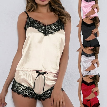 Hopeup Pajama Set Lace 2 Piece Women Spaghetti Straps V Neck Sleepwear for Sleeping
Hopeup Pajama Set Lace 2 Piece Women Spaghetti Straps V Neck Sleepwear for Sleeping