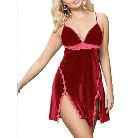 Spring hue Women Velvet Chemise Lingerie Sexy Nightie Full Slips Babydoll Split Dress Sleepwear
Spring hue Women Velvet Chemise Lingerie Sexy Nightie Full Slips Babydoll Split Dress Sleepwear