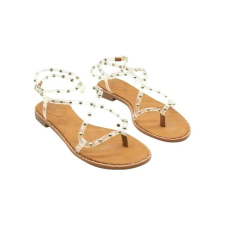 INC Womens Beige Ankle Strap Studded Darian Round Toe Buckle Thong Sandals 8 M