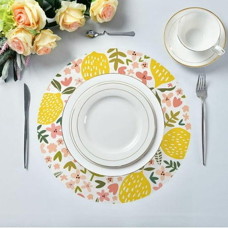 Hidove Lemon Round Placemats 1pc Non Slip Heat Resistant Washable Table Mats for Kitchen Dining Room Party Decor
Hidove Lemon Round Placemats 1pc Non Slip Heat Resistant Washable Table Mats for Kitchen Dining Room Party Decor