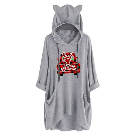 jsaierl Christmas Hoodies Long Sleeve Shirts for Women Loose Fit Print Hooded Tops Oversized Sweatshirt Ladies Cat Ears Hooded Print Pocket Irregular T-Shirt Long Top
jsaierl Christmas Hoodies Long Sleeve Shirts for Women Loose Fit Print Hooded Tops Oversized Sweatshirt Ladies Cat Ears Hooded Print Pocket Irregular T-Shirt Long Top