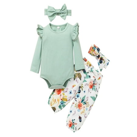 Luxsea 0-24M Newborn Baby Girls 4-Piece Clothes Set Long Sleeve Solid Color Ruffle Romper Bodysuit Tops and Floral Pants Outfit Set with Headband Pink/Blue
Luxsea 0-24M Newborn Baby Girls 4-Piece Clothes Set Long Sleeve Solid Color Ruffle Romper Bodysuit Tops and Floral Pants Outfit Set with Headband Pink/Blue