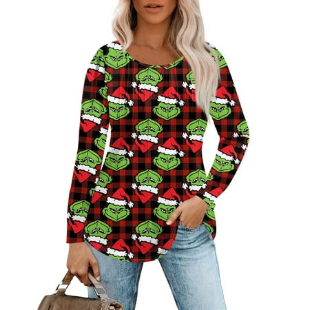Women S Grinch Christmas Print Fashion Long Sleeve Shirt Round Neck 2024 New Casual Creative Grinch Pullover Top Women New Autumn And Winter Grinch Chrimas Shirt
Women S Grinch Christmas Print Fashion Long Sleeve Shirt Round Neck 2024 New Casual Creative Grinch Pullover Top Women New Autumn And Winter Grinch Chrimas Shirt