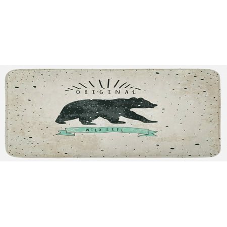 

Bear Kitchen Mat Vintage Wildlife Theme Random Dots Predator Paws Animal Themed Design Plush Decorative Kitchen Mat with Non Slip Backing 47 X 19 Mint Green Black Tan by Ambesonne