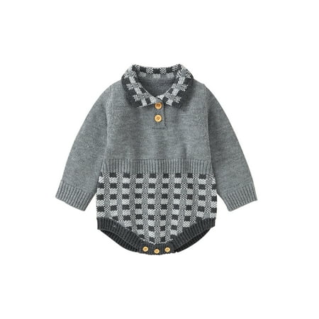 Liangchengmei 0-18 Months Infant Baby Girls Boys Romper Plaid Turn-Down Collar Long Sleeve Buttons Knitted Bodysuits Autumn Winter Clothes
Liangchengmei 0-18 Months Infant Baby Girls Boys Romper Plaid Turn-Down Collar Long Sleeve Buttons Knitted Bodysuits Autumn Winter Clothes