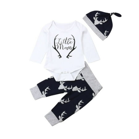 Newborn Infant Baby Boy Long Sleeve Top Romper Pants Trousers Hat Christmas Outfits 3PCS Clothes Set 0-18M
Newborn Infant Baby Boy Long Sleeve Top Romper Pants Trousers Hat Christmas Outfits 3PCS Clothes Set 0-18M