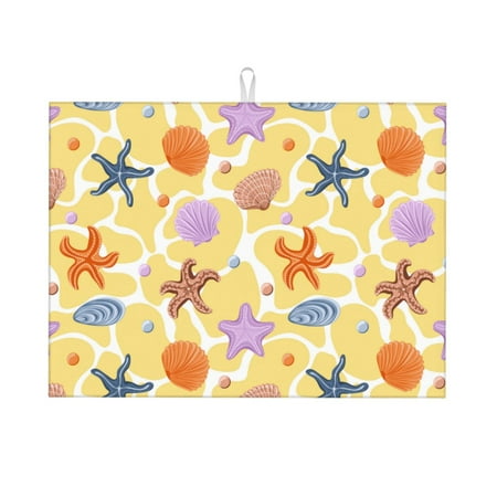 Large Dish Drying Mats for Kitchen Counter - Cartoon Shell Starfish 18x24In Anti-Slip Absorbent Microfiber Drying Mat for Kitchen Counter Mat Dish Rack Mat with Hanging Loop
Large Dish Drying Mats for Kitchen Counter - Cartoon Shell Starfish 18x24In Anti-Slip Absorbent Microfiber Drying Mat for Kitchen Counter Mat Dish Rack Mat with Hanging Loop