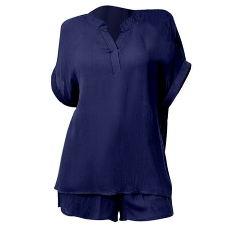 Spring Summer Solid Color V-Neck Loose T-Shirt Shorts Home Casual Suit Nightwear Sleepwear Night-clothes Pajamas Nighty
Spring Summer Solid Color V-Neck Loose T-Shirt Shorts Home Casual Suit Nightwear Sleepwear Night-clothes Pajamas Nighty