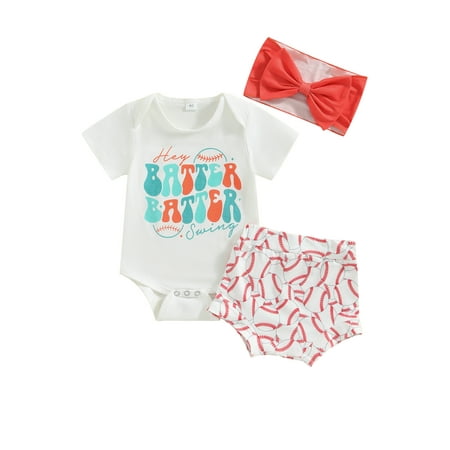 jaweiwi Baby Toddler Girls Shorts Clothes Set 0 3M 6M 12M Short Sleeve Letters Print Romper with Baseball Print Shorts and Hairband
jaweiwi Baby Toddler Girls Shorts Clothes Set 0 3M 6M 12M Short Sleeve Letters Print Romper with Baseball Print Shorts and Hairband