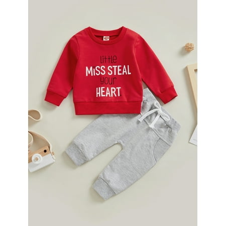 Toddler Baby Boys Girls Valentines Day Outfit Letter Heart Print Pullover Sweatshirt Sweatpants Spring Fall Clothes Set (Little Miss Steal Your Heart 0-3 Years)
Toddler Baby Boys Girls Valentines Day Outfit Letter Heart Print Pullover Sweatshirt Sweatpants Spring Fall Clothes Set (Little Miss Steal Your Heart 0-3 Years)