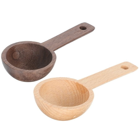 NUOLUX 2Pcs Wooden Coffee Powder Spoon Wood Measure Spoon for Kitchen Household Coffee Scoop