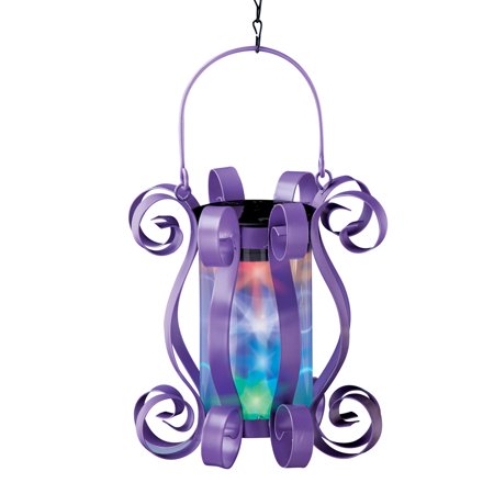 Collections Etc Colorful Solar Hanging Lantern with Scrolling Design YELLOW