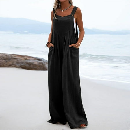Women s One Piece Button Up Jumpsuit Casual Loose Sleeveless Rompers With Pockets Black M
Women s One Piece Button Up Jumpsuit Casual Loose Sleeveless Rompers With Pockets Black M