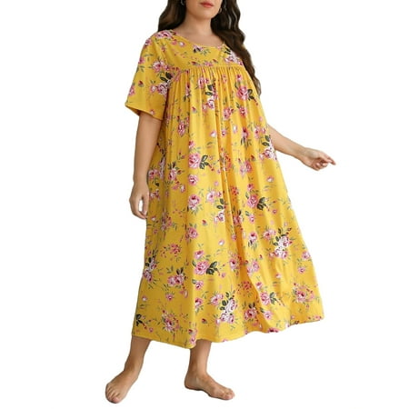 Casual All Over Print Scoop Neck Sleepshirts Yellow Elbow-Length Plus Size Nightgowns & Sleepshirts S
Casual All Over Print Scoop Neck Sleepshirts Yellow Elbow-Length Plus Size Nightgowns & Sleepshirts S