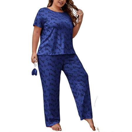 Print Round Neck Pant Sets Short Sleeve Royal Blue Plus Pajama Sets (Women s)
Print Round Neck Pant Sets Short Sleeve Royal Blue Plus Pajama Sets (Women s)