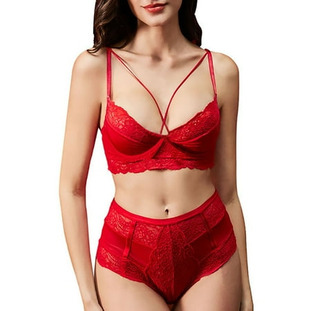 Varsbaby Women s Bra High Waist Panties Garters with Stockings 3 pcs