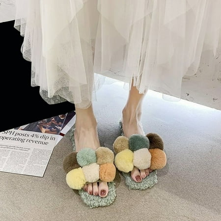 Fluffy Casual Flat Sandals Non Slip Fluffy Sandals Open Toe Home Flurry Slippers Soft Slippers Plush Ball Slippers
Fluffy Casual Flat Sandals Non Slip Fluffy Sandals Open Toe Home Flurry Slippers Soft Slippers Plush Ball Slippers