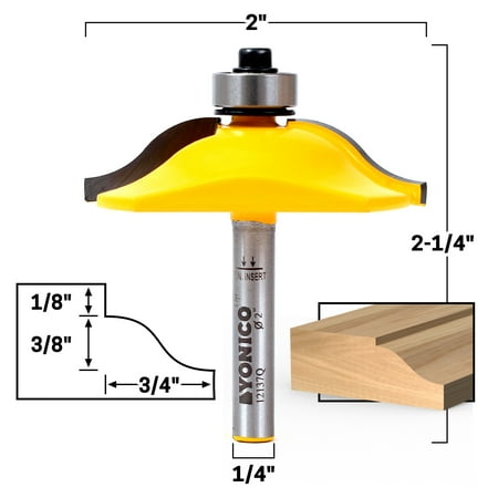 2 Diameter Ogee Raised Panel Router Bit - 1/4 Shank - Yonico 12137q