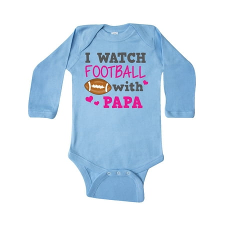 Inktastic I Watch Football with My Papa Gift Baby Girl Long Sleeve Bodysuit